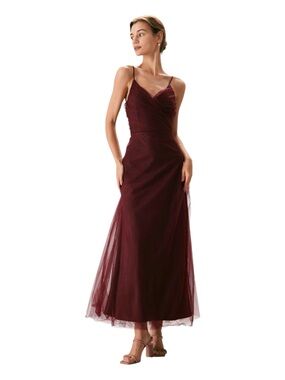 RIHOAS Wine Red Spaghetti Strap Cowl Dress